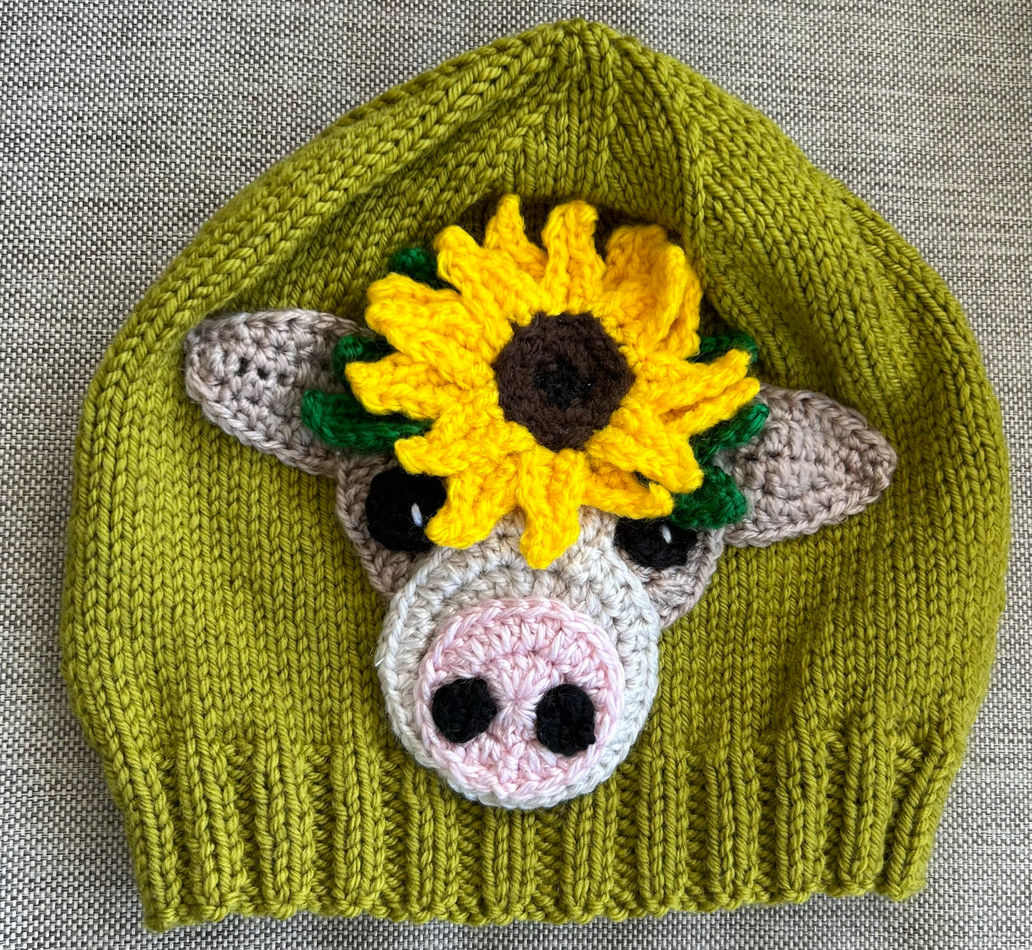 Merino Beanie with Cotton Cow