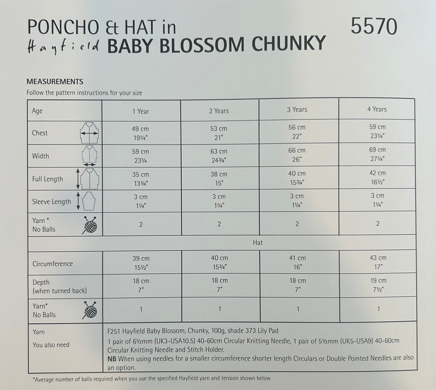 NEW BLOOMS PONCHO AND HAT IN HAYFIELD BABY BLOSSOM CHUNKY