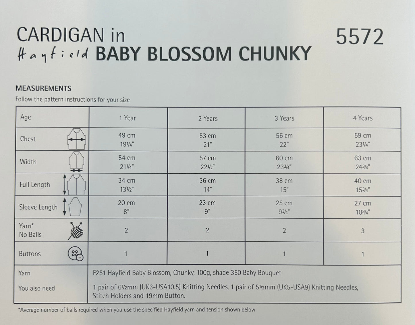 GARLAND CARDIGAN IN HAYFIELD BABY BLOSSOM CHUNKY