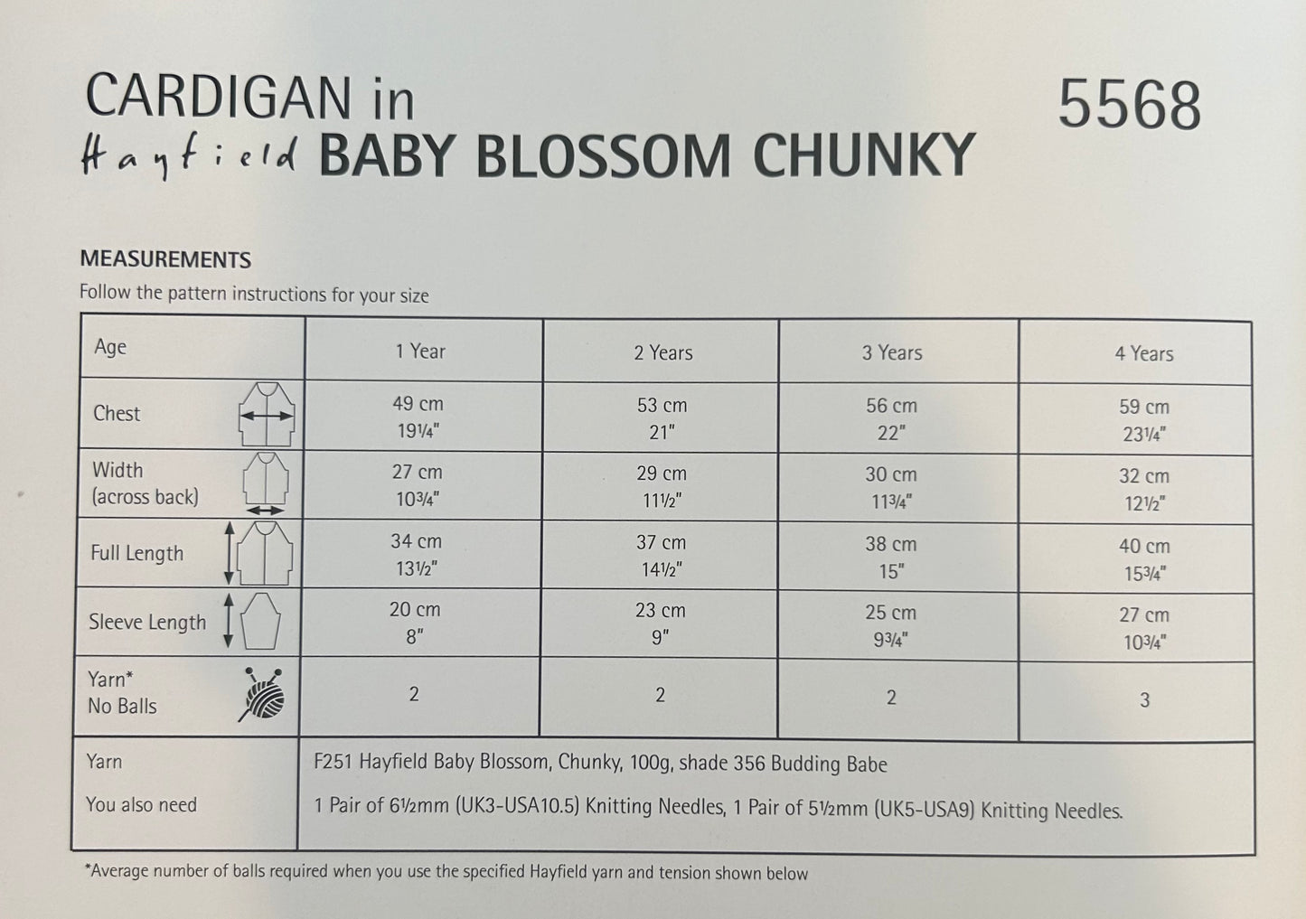 DAISY CHAIN CARDIGAN IN HAYFIELD BABY BLOSSOM CHUNKY