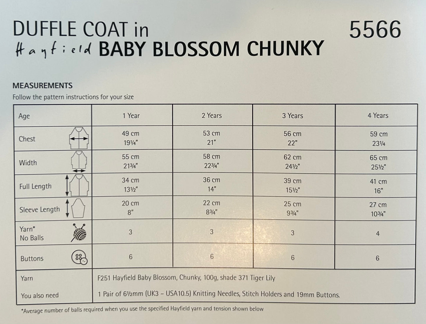 DUFFLE COAT IN HAYFIELD BABY BLOSSOM CHUNKY