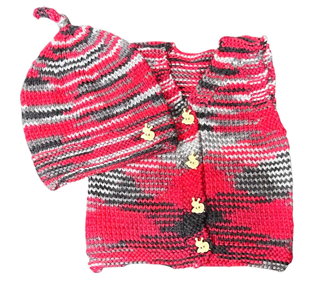 Handknit Vest and Hat set