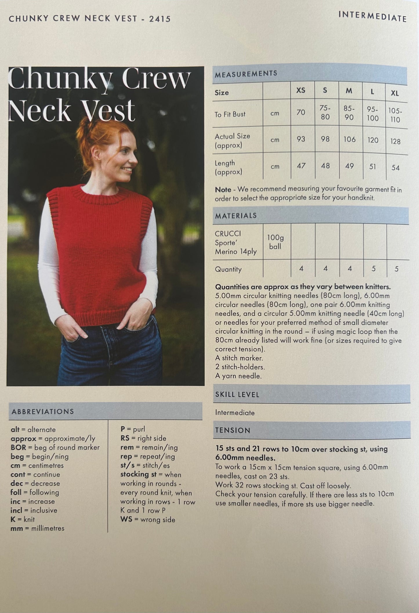 Crucci Chunky Crew Neck Vest - Design 2415